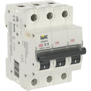 IEK ARMAT Автоматический выключатель M06N 3P D 8А - AR-M06N-3-D008 IEK ARMAT Автоматический выключатель M06N 3P D 8А - AR-M06N-3-D008