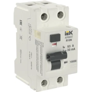 IEK ARMAT Выключатель дифференциального тока R10N 2P 63А 30мА тип AC - AR-R10N-2-063C030 IEK ARMAT Выключатель дифференциального тока R10N 2P 63А 30мА тип AC - AR-R10N-2-063C030