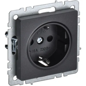 IEK BRITE Розетка 1-местная с заземлением без защитных шторок 16А РС11-1-0-БрЧ черный - BR-R11-16-K02 IEK BRITE Розетка 1-местная с заземлением без защитных шторок 16А РС11-1-0-БрЧ черный - BR-R11-16-K02
