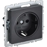IEK BRITE Розетка 1-местная с заземлением с защитными шторками 16А РС14-1-0-БрЧ черный