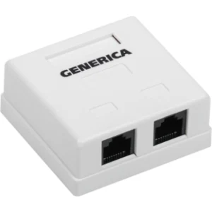 IEK Розетка информационная настенная RJ45 кат.5E UTP 2 порта GENERICA - CS2-1C5EU-22-G IEK Розетка информационная настенная RJ45 кат.5E UTP 2 порта GENERICA - CS2-1C5EU-22-G