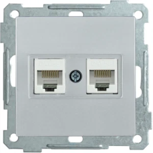 IEK Розетка 2-местная компьютерная РК10-2-Б RJ45 Cat5e BOLERO серебряный - EKB25-K23 IEK Розетка 2-местная компьютерная РК10-2-Б RJ45 Cat5e BOLERO серебряный - EKB25-K23