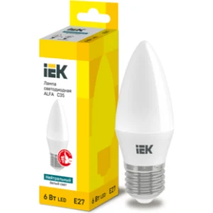 IEK Лампа светодиодная ALFA C35 свеча 6Вт 230В 4000К E27 - LLA-C35-6-230-40-E27 IEK Лампа светодиодная ALFA C35 свеча 6Вт 230В 4000К E27 - LLA-C35-6-230-40-E27