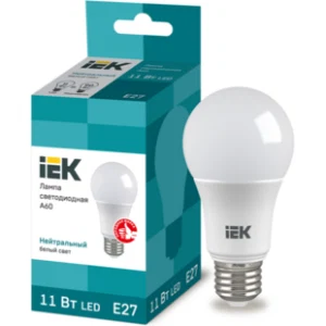 IEK Лампа светодиодная A60 шар 11Вт 230В 4000К E27 - LLE-A60-11-230-40-E27 IEK Лампа светодиодная A60 шар 11Вт 230В 4000К E27 - LLE-A60-11-230-40-E27