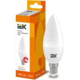 IEK Лампа светодиодная C35 свеча 7Вт 230В 3000К E14