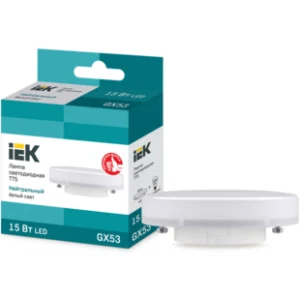 IEK Лампа светодиодная T75 таблетка 15Вт 230В 4000К GX53 - LLE-T80-15-230-40-GX53 IEK Лампа светодиодная T75 таблетка 15Вт 230В 4000К GX53 - LLE-T80-15-230-40-GX53