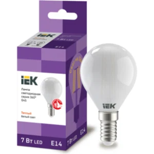 IEK Лампа светодиодная G45 шар матовая 7Вт 230В 4000К E14 серия 360° - LLF-G45-7-230-40-E14-FR IEK Лампа светодиодная G45 шар матовая 7Вт 230В 4000К E14 серия 360° - LLF-G45-7-230-40-E14-FR