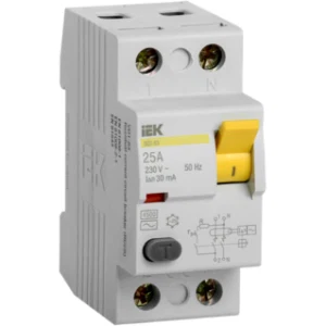 IEK Выключатель дифференциальный (УЗО) ВД1-63 2Р 25А 30мА - MDV10-2-025-030 IEK Выключатель дифференциальный (УЗО) ВД1-63 2Р 25А 30мА - MDV10-2-025-030