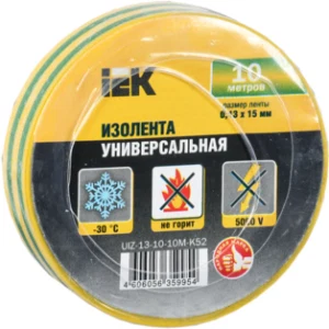 IEK Изолента 0,13х15мм желто-зеленая 10м - UIZ-13-10-10M-K52 IEK Изолента 0,13х15мм желто-зеленая 10м - UIZ-13-10-10M-K52