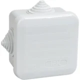 IEK Коробка распаячная КМ41236 для открытой проводки 70х70х40мм IP44 (RAL 7035, 4 гермоввода, защелкивающаяся крышка)